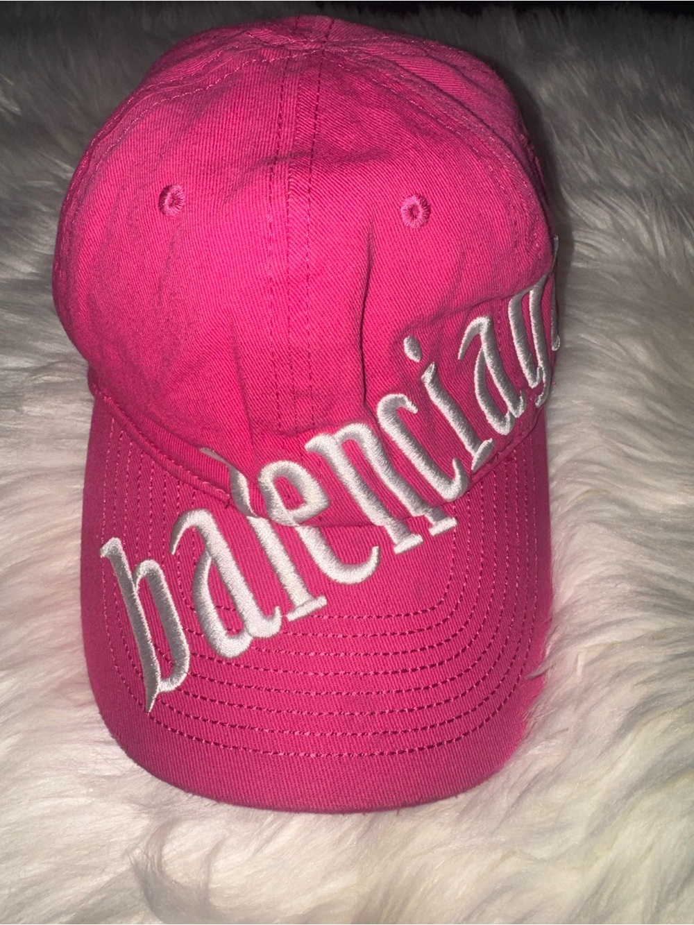 Balenciaga Hot Pink Cap with White Embroidered Logo